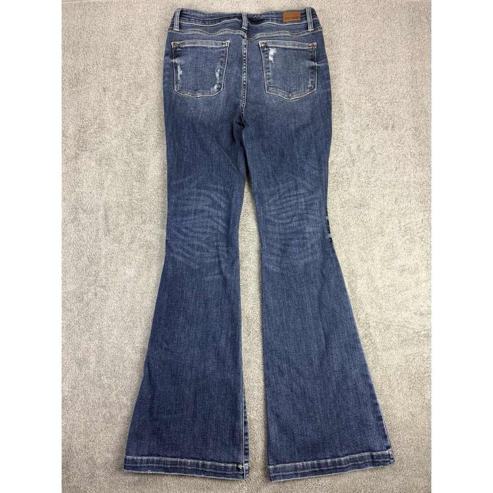 Judy Blue Trouser Flare Jeans Button Fly Dark Wash Women's 9/29 Stretch - Picture 6 of 12